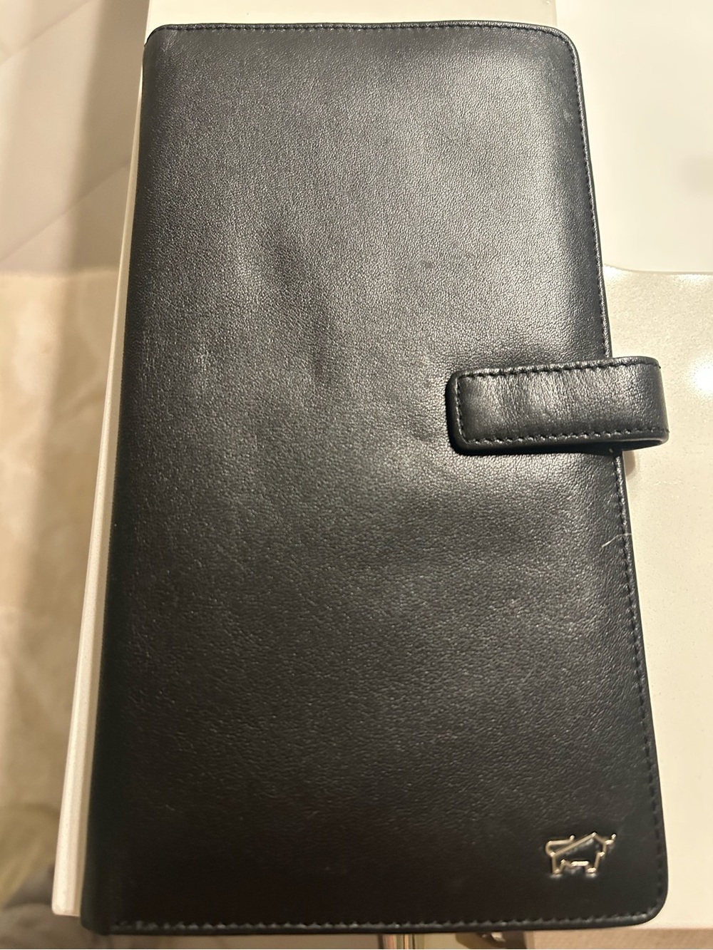 Braun Büffel Germany Black Leather Travel Wallet Passport Organizer